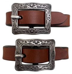 Showman Leather slobber straps with silver buckles
